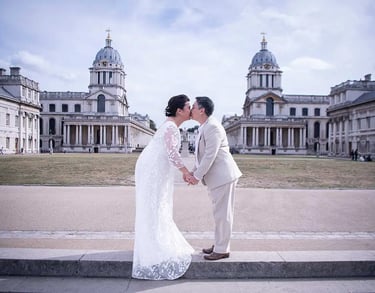 LGBTQ+ wedding couple at the Royal Naval College, Greenwich, London