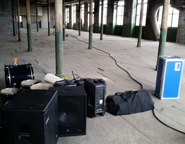 Band video set up in the Stone room at Atlas Studios