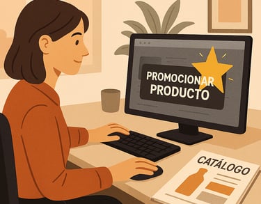 Ilustración en Proveedores, oficinista creando una promoción en Dighoreca