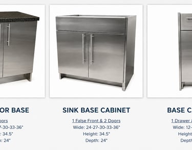 Stainless Steel cabinets with vertivcal pulls by SteelCabinetry.com