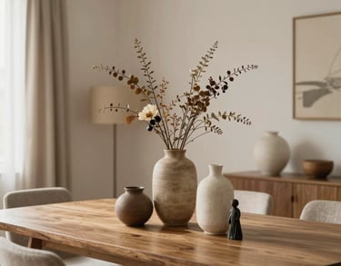 Close-up of a natural washed linen tablecloth draped over a rustic wooden edge, a handmade ceramic bowl resting on top, diffused side light highlighting the fabric weave.