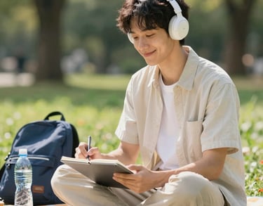a man riding a skateboard down a street next to tall buildings