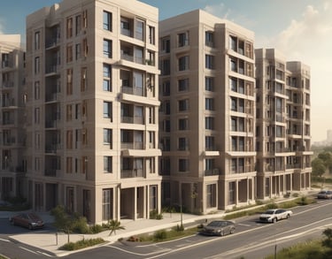 a man riding a skateboard down a street next to tall buildings