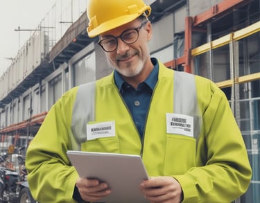 a man riding a skateboard down a street next to tall buildings