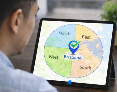 Man looking at the Great Brisbane Area - North, South, East and West 
