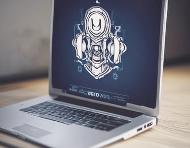 a laptop computer screen with a laptop and a pen