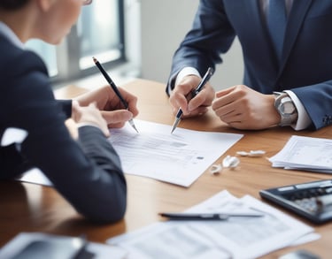 a man riding a skateboard down a street next to tall buildings