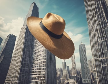 a man riding a skateboard down a street next to tall buildings