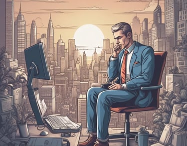 a man riding a skateboard down a street next to tall buildings