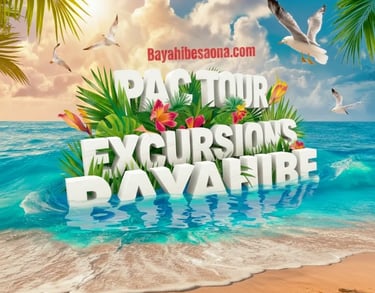 Pac Tour Excursions Bayahibe logo graphic over ocean water background