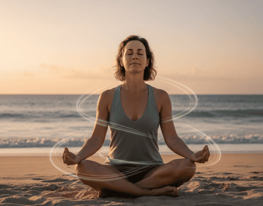 Sra de mas de 45 años tomando la respiracion Breath Reset 45