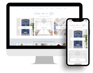 An image showing a mobile and desktop mock up of the colour me in style website