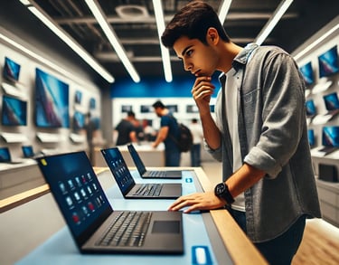 a man standing in front of a laptop computer