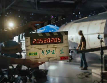 clapboard on studio set
