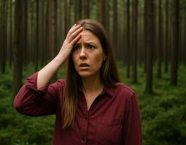 Een dame die door de bomen het bos niet meer ziet