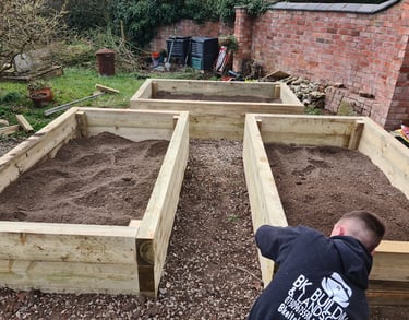 Decorative timber sleepers in landscaped Worcester garden