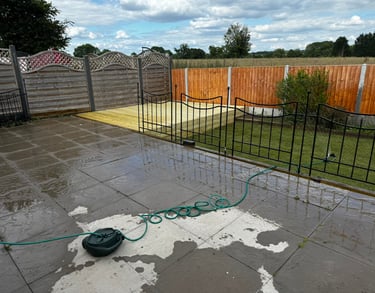 Modern patio installation in Worcester by B R Building and Landscapes