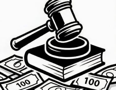 Gavel on book with cash around