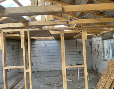 Innvendig blir det tre rom.