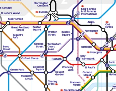 Partial view of the London tube map