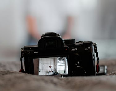 Professional photography studio setup with camera and model at Evo Space & Studio in Johns Creek, GA