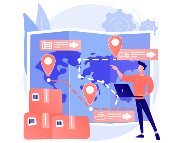 a man standing in front of a map of a map of the world