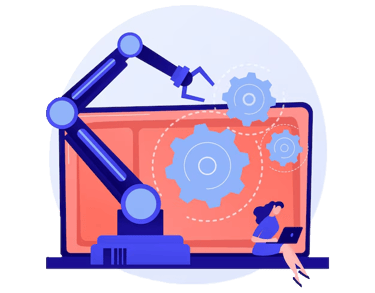 a robot with a robot arm and a robot