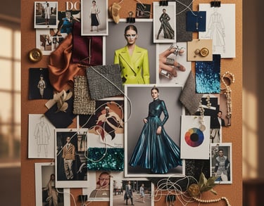 Mood board development by Cavity Studios showcasing creative direction, textures, and fashion color