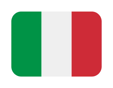 The national flag of Italy featuring vertical stripes of green, white, and red with rounded corners.