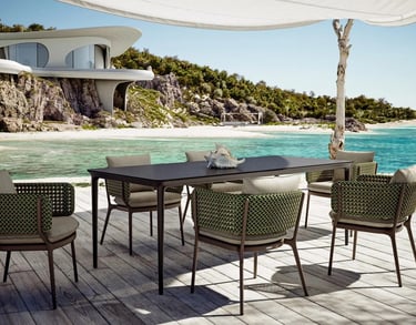 Modern outdoor seating arrangement with stylish furniture for a cozy garden space in Bangalore.