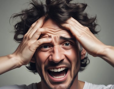 Mann rauft sich die Haare