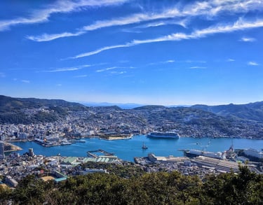 View from Mount Inasa Observatory overlooking Nagasaki Harbor