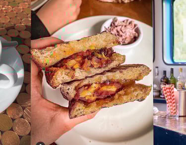 oat flat white, onion bhaji toastie vegan food and drink at the ark northampton