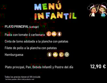 menú infantil
