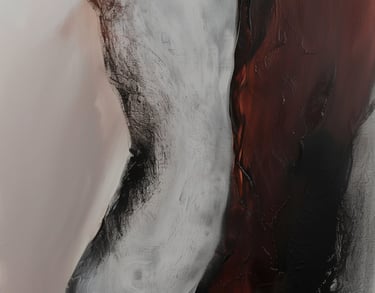 Self-worth abstract painting, black white and deep red textured modern wall art print