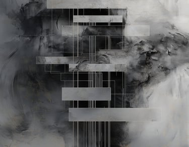 Discipline abstract wall art print, black and grey structured textured modern painting