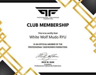 a certificate for a professional professional professional club member