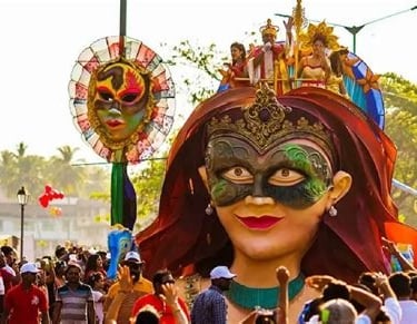 Image of Goa Carnival - On top stands King Momo with his entourage