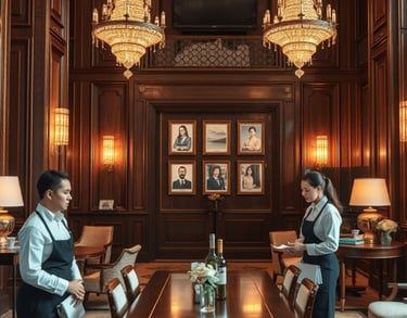 The servers prepare the table
