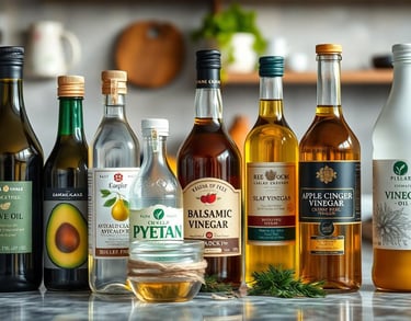 Countertopop with bottles of oils and vinegar
