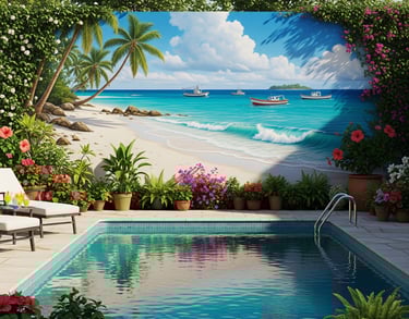 mural en piscina exterior