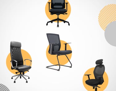 a collection of office chairs and chairs with different types of chairs