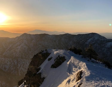 Sunrise over Baldy Bowl, Mount San Antonio (Mount Baldy), San Gabriel Mountains, California, USA