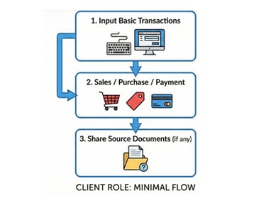 Client, Your role - minimal, Input basic transaction, Sales / Purchase / Payment, Share source doc