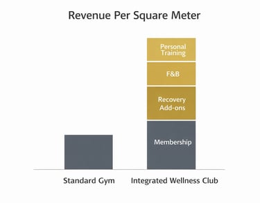 A chart visualization showing Revenue Per Square Meter for integrated wellness facility