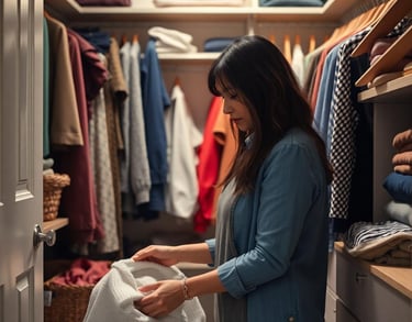woman cleaning out a closet