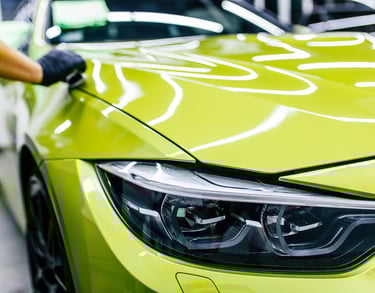 Ceramic Armor coating on a bright green car