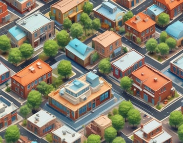 a man riding a skateboard down a street next to tall buildings