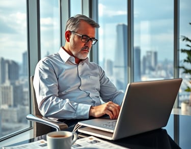 person checking his investment portfolio in laptop