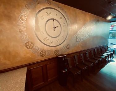 bespoke mural by marcine at an escape room entertainment business in holmdel, nj